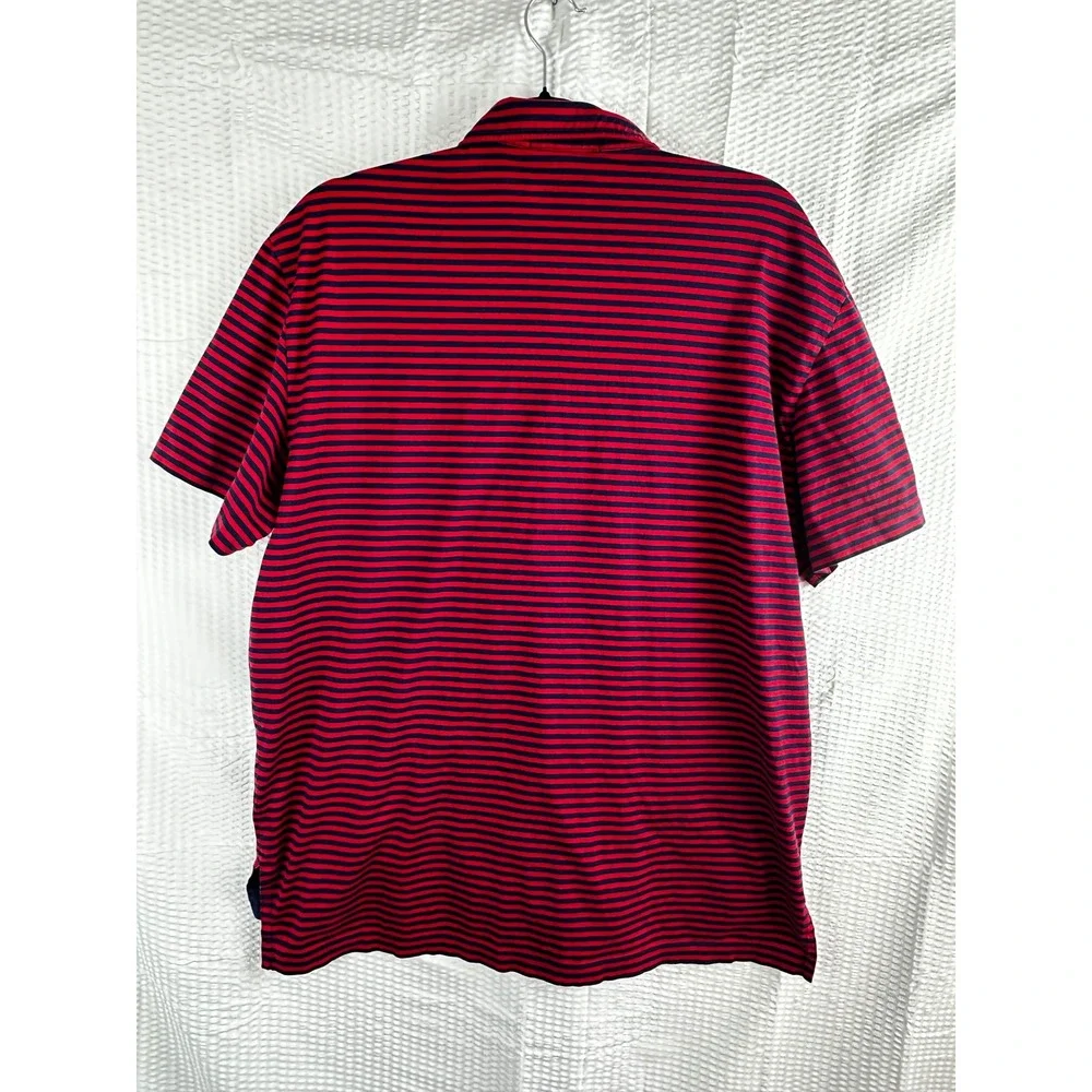 VTG Polo‎ Ralph Lauren men's red & blue striped polo Pima cotton LARGE